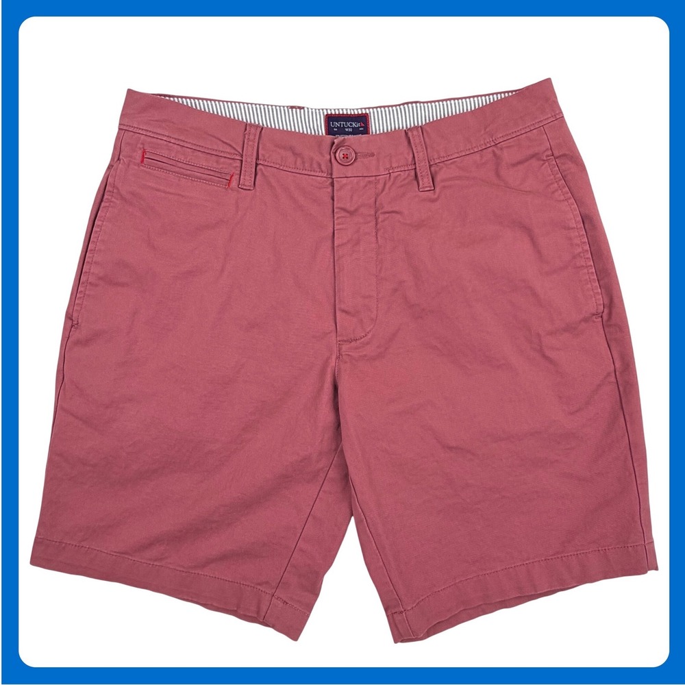 UNTUCKit Chino Shorts Mens 32 Red‎ Cotton Elastane Stretch Casual Summer Classic